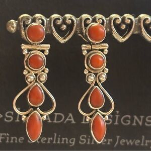 Silpada Sterling Silver Mediterranean Coral Post Earrings P0957